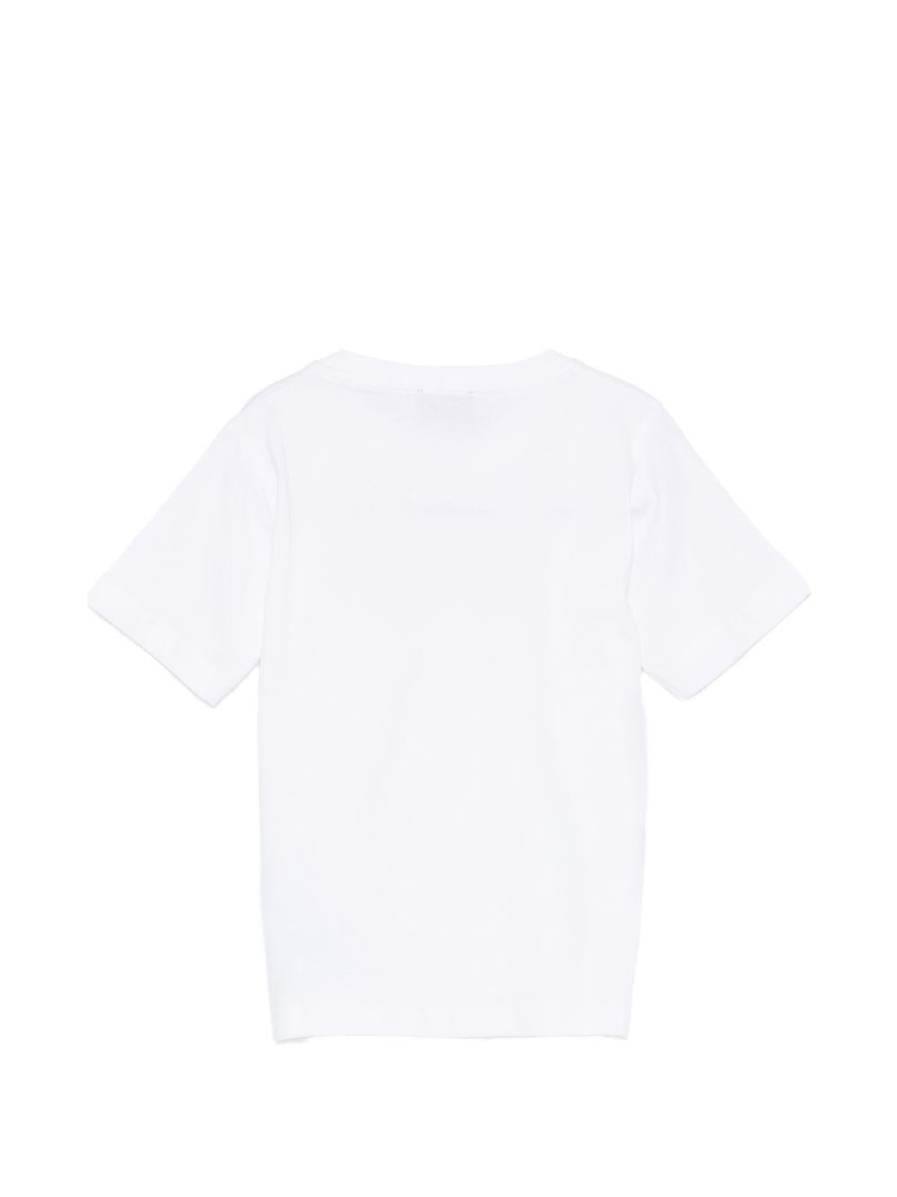 T-shirt per bambino Paul & Shark Kids bianca con stampa logo e squalo sul davanti WNM00HLAA53 10101 PAUL & SHARK KIDS 