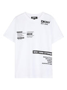 Set t-shirt e shorts per bambino Dkny Kids bianco e beige con stampa logo D62521 20P DKNY KIDS 
