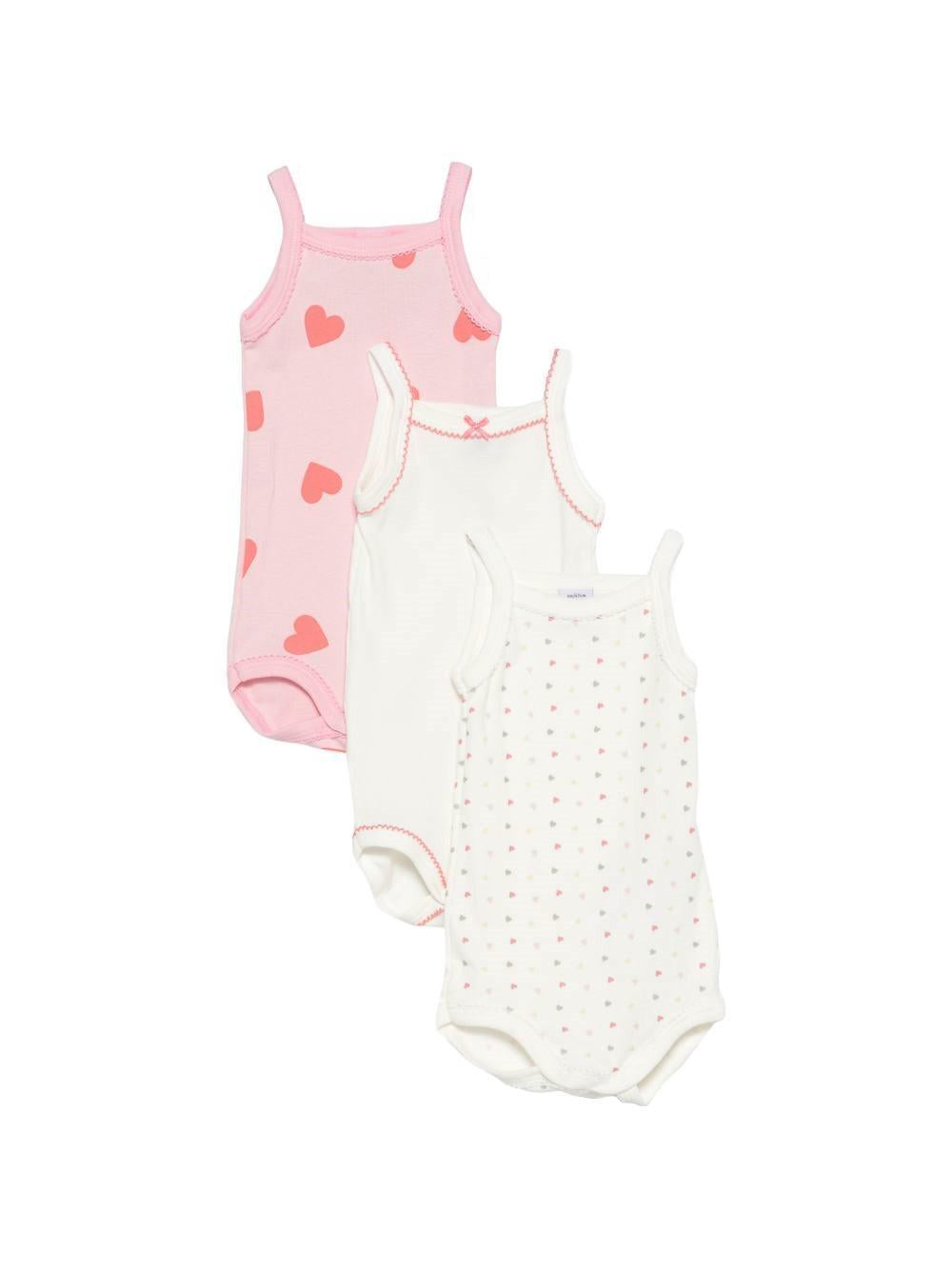 Set tre body per neonata Petit Bateau multicolore con stampa a cuore A0FS1 00 PETIT BATEAU KIDS 