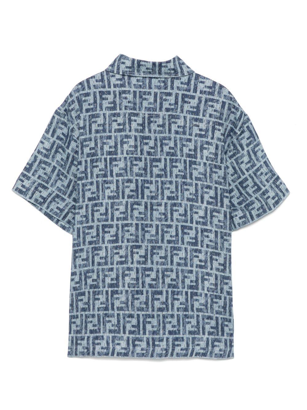 Camicia per bambino Fendi Kids blu con stampa FF JMC193 AUK2 F1I11 FENDI KIDS 