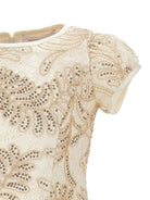 Abito per bambina Monnalisa beige con decorazione a paillettes 71G917RM 7995 0270 MONNALISA KIDS 