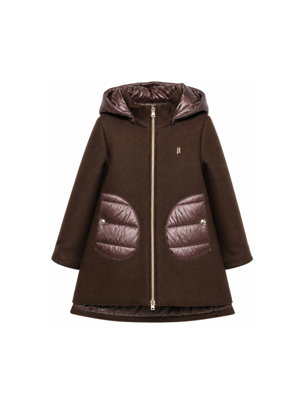 Cappotto per bambina Herno Kids marrone con inserti imbottiti GC000049G33344 8810 HERNO KIDS 