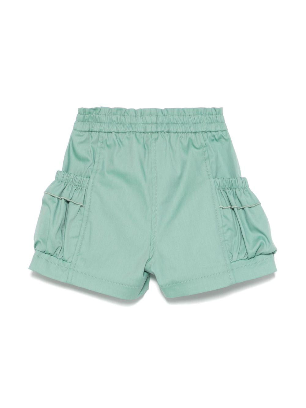 Shorts per bambina Monnalisa verde con logo e tasche laterali 37E403 5301 0024 MONNALISA 