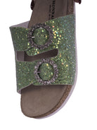 Slippers per bambina Monnalisa verde con fibbia 87G005 7714 G020 MONNALISA KIDS 