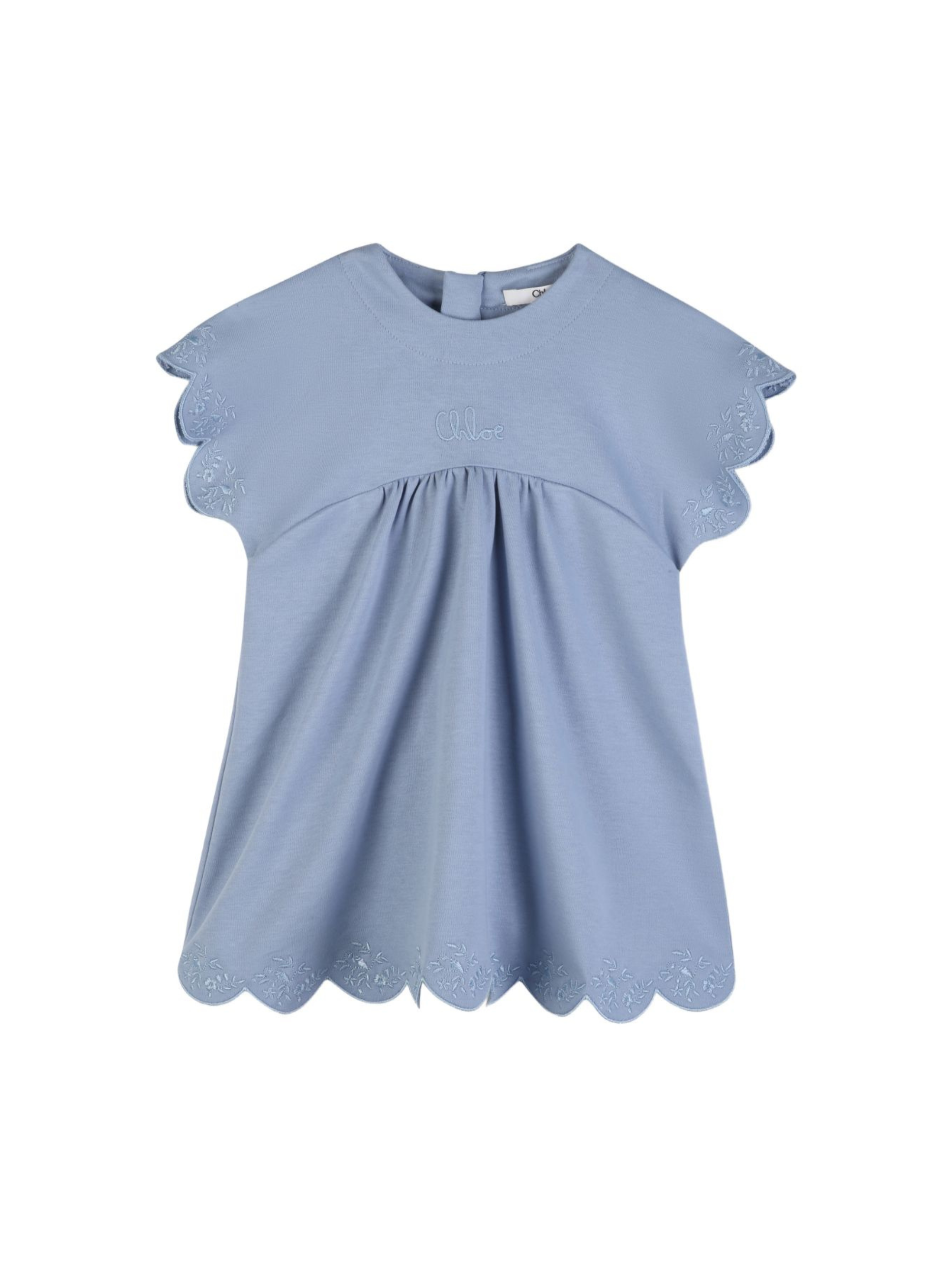 Abito per neonata Chloé Kids azzurro con orlo a smerlo C21232 821 CHLOE' KIDS 