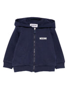 Felpa per neonato Moschino Kids blu con chiusura con zip MUF065LCA40 40016 MOSCHINO KIDS 