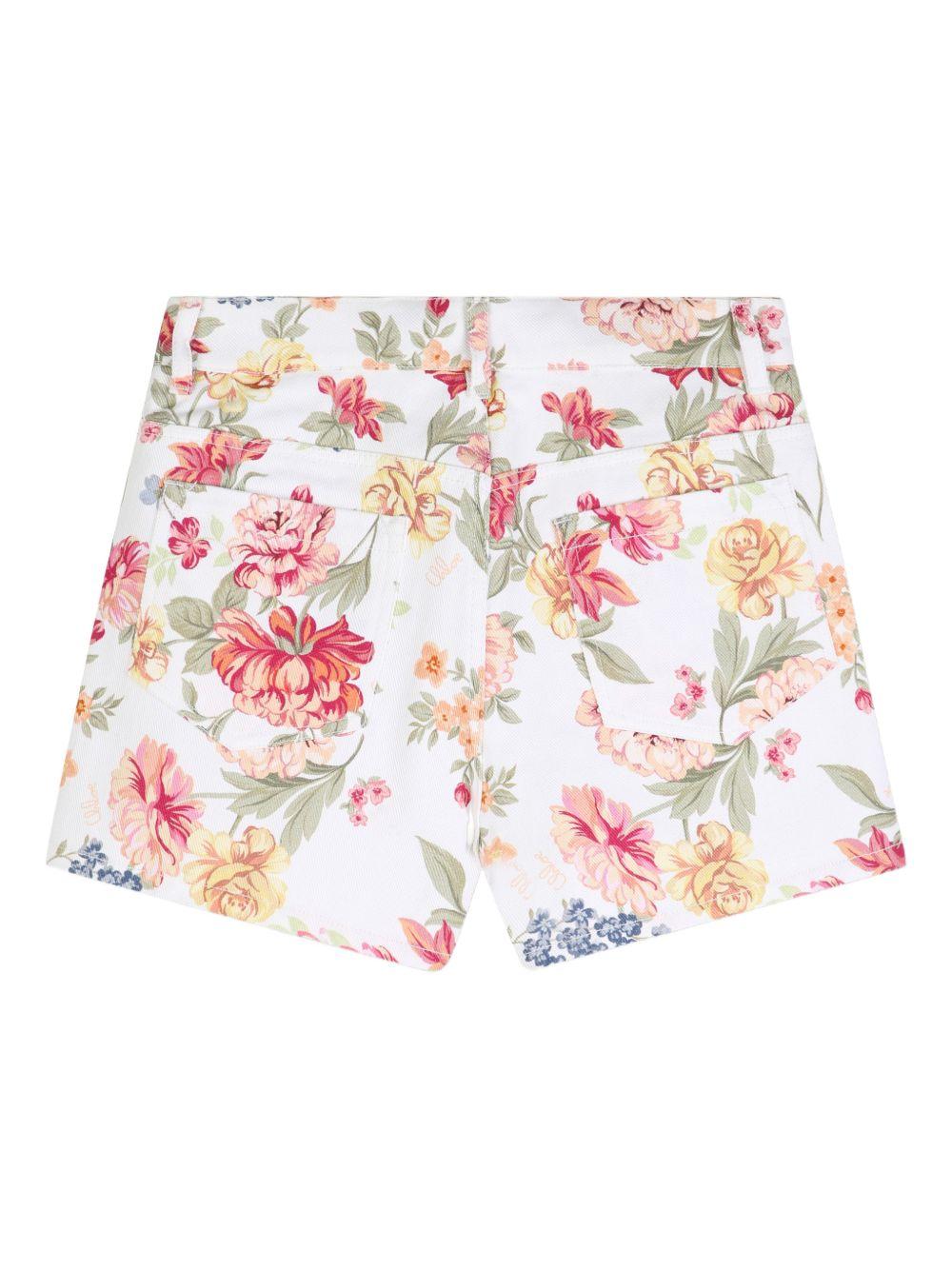 Shorts per bambina Chloé Kids bianchi con ciondolo a fiori C20849 S95 CHLOE' KIDS 