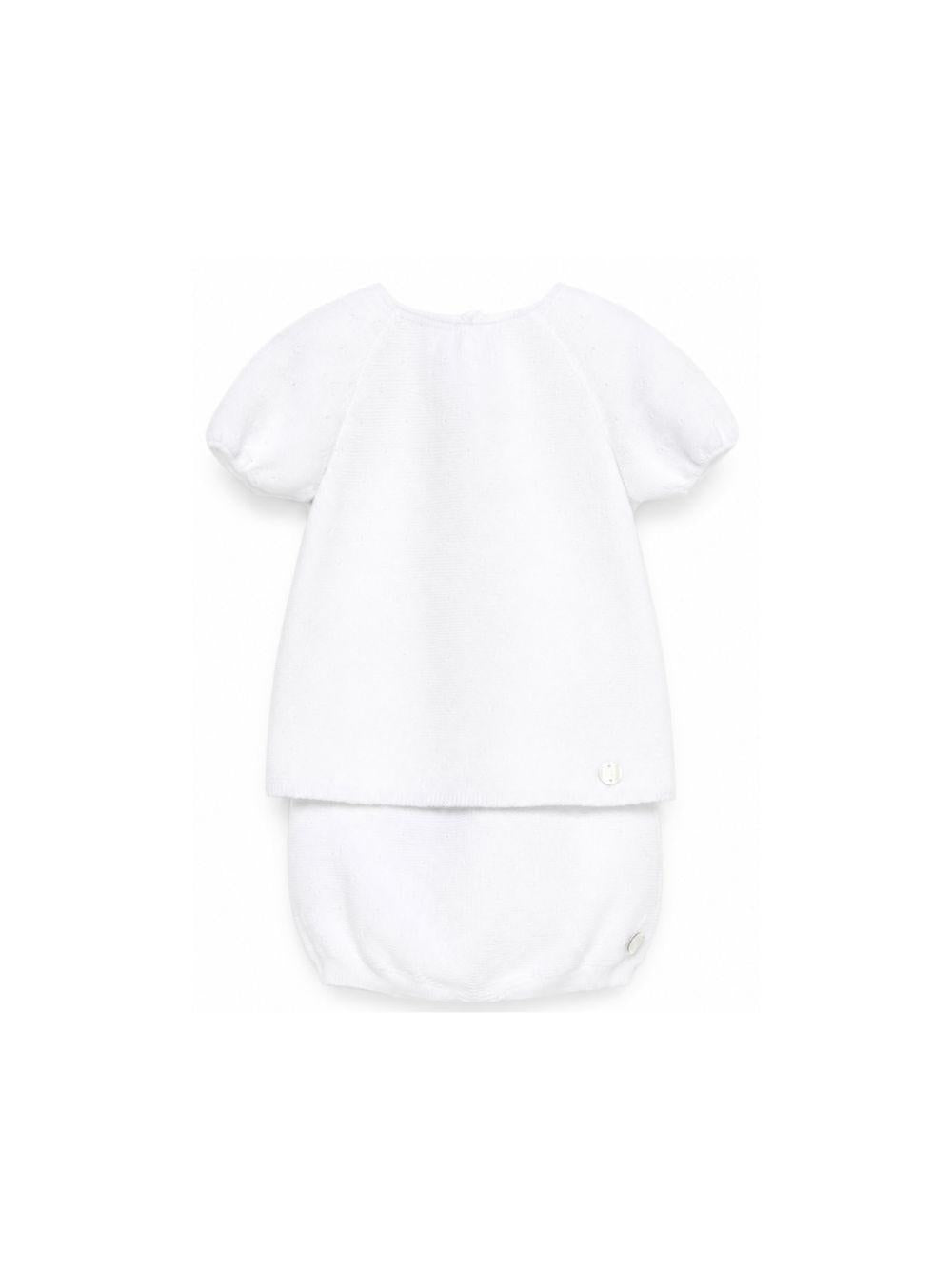 Set due pezzi per neonati Paz Rodriguez bianchi con dettaglio bottone 103-123690 01 PaZ RODRIGUEZ KIDS 