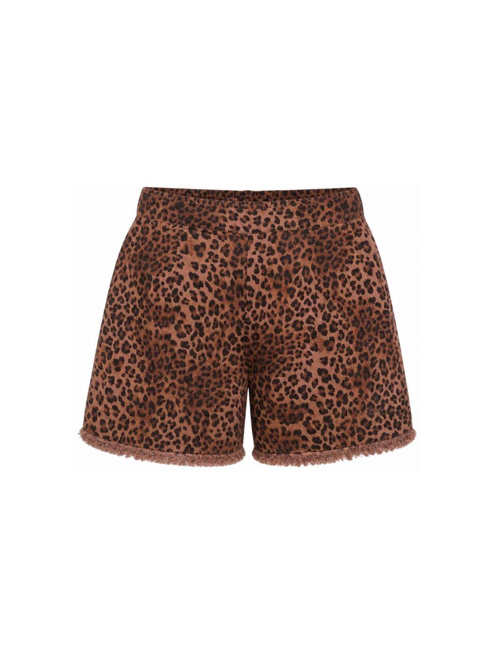 Pantaloncini Amani per donna MC2 Saint Barth marrone con stampa animalier e logo ricamato AMN0001 07842L MC2 ST. BARTH 
