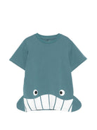 T-shirt per bambino Stella McCartney Kids blu con pinne squalo TY8Q21 Z0434 642 STELLA McCARTNEY KIDS 