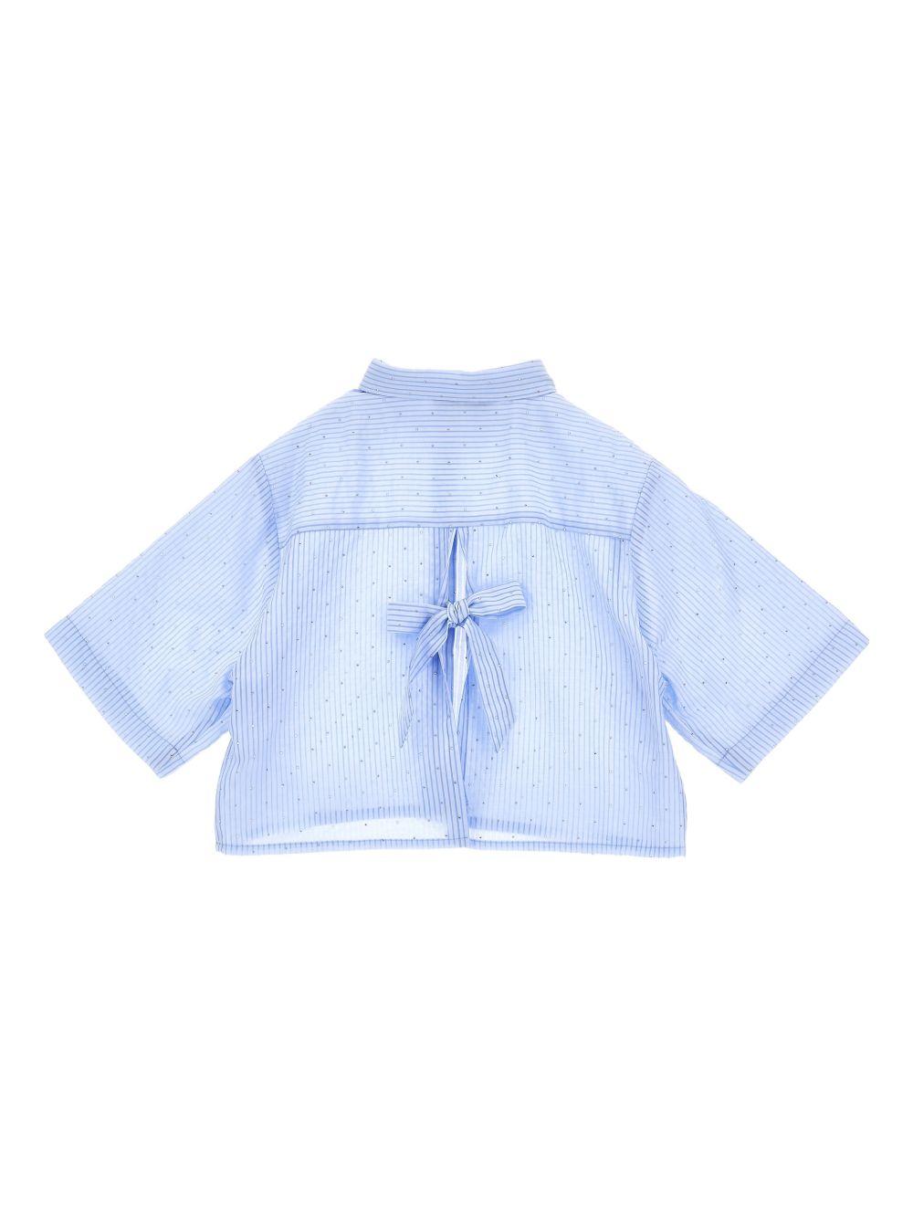 Camicia per bambina Philosophy di Lorenzo Serafini Kids azzurra con design a righe I1G313 7316 0058 PHILOSOPHY KIDS 