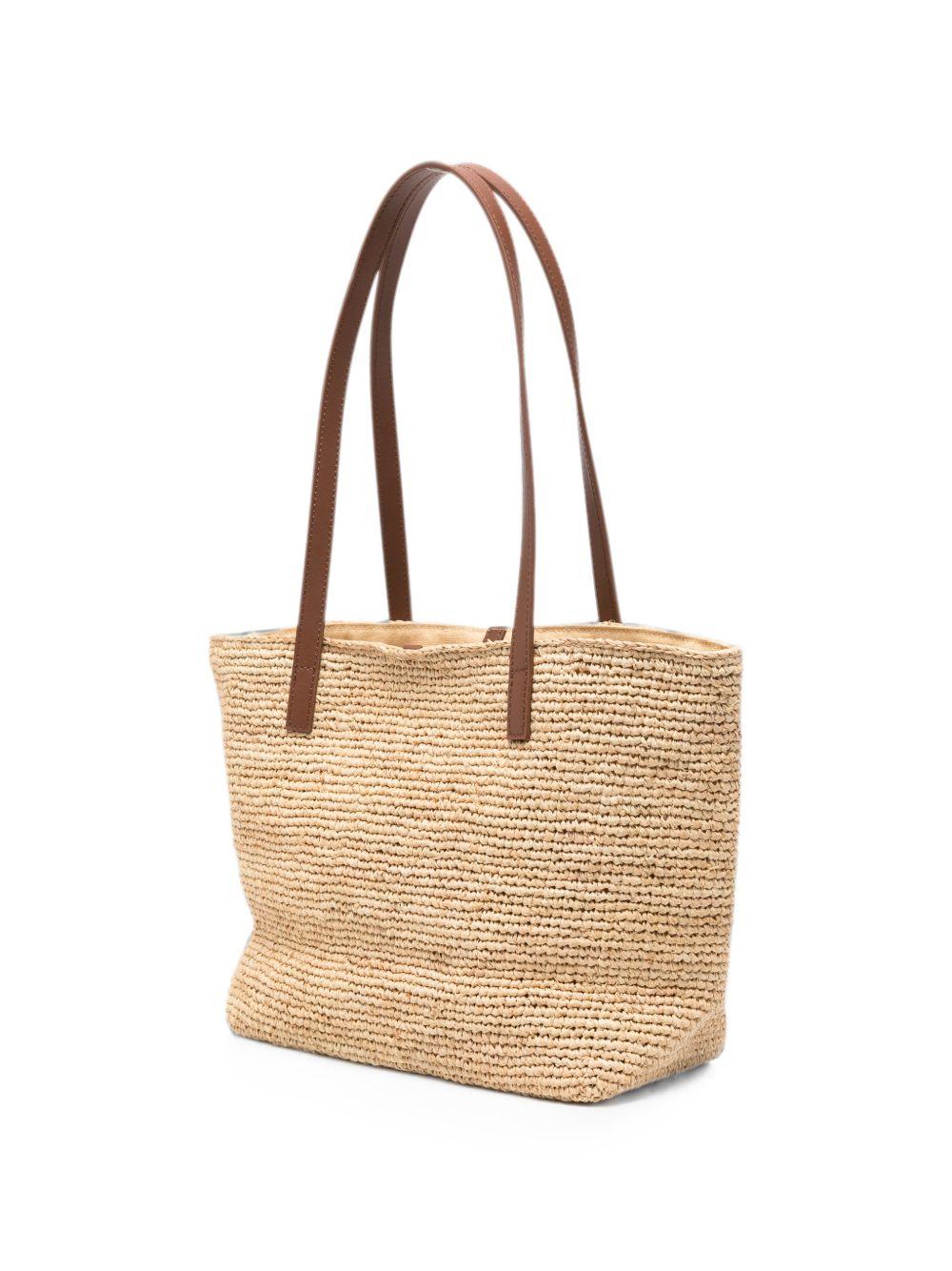 Borsa Raffia City Mid MC2 Saint Barth beige con logo frontale a contrasto RAFC002 00358L MC2 ST. BARTH KIDS 