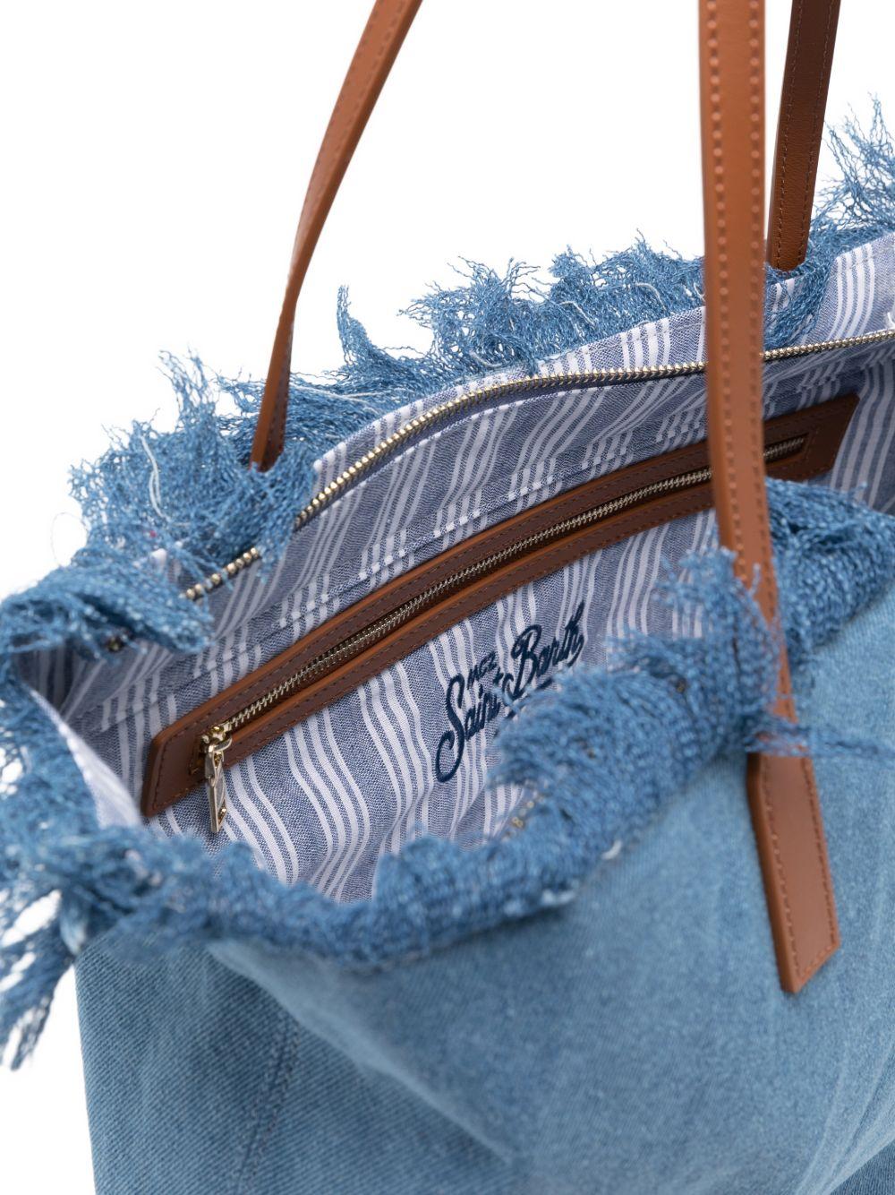 Borsa da spiaggia MC2 Saint Barth denim con dettaglio frange CBF0001 00436L MC2 ST. BARTH KIDS 