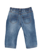 Jeans per neonato Moschino Kids in denim con applicazione Teddy Bear MNP04ZLXE43 40332 MOSCHINO KIDS 