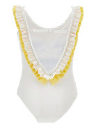 Costume intero per bambina Monnalisa bianco con stampa grafica 19G007 7038 0099 MONNALISA KIDS 