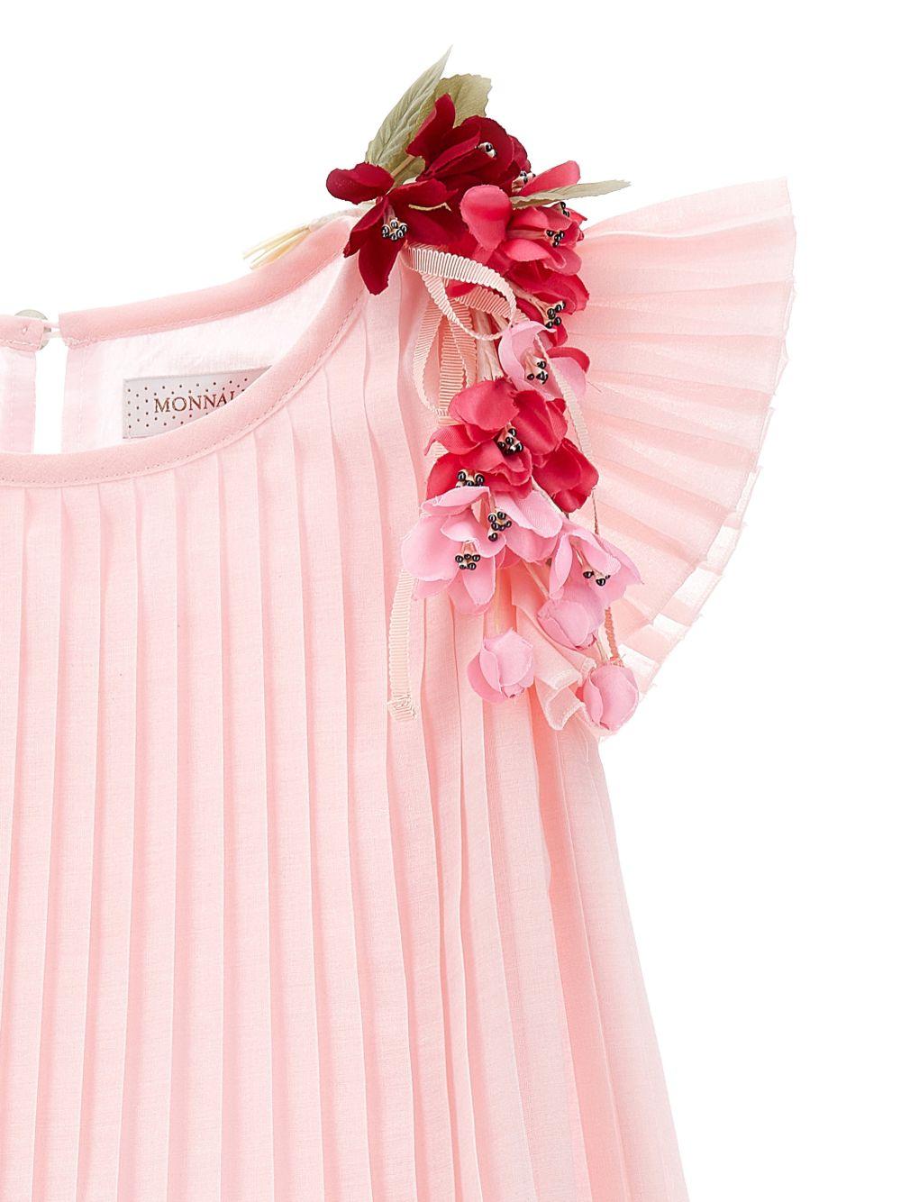 Abito per bambina Monnalisa rosa con applicazione a fiori 71G909 7364 0091 MONNALISA KIDS 