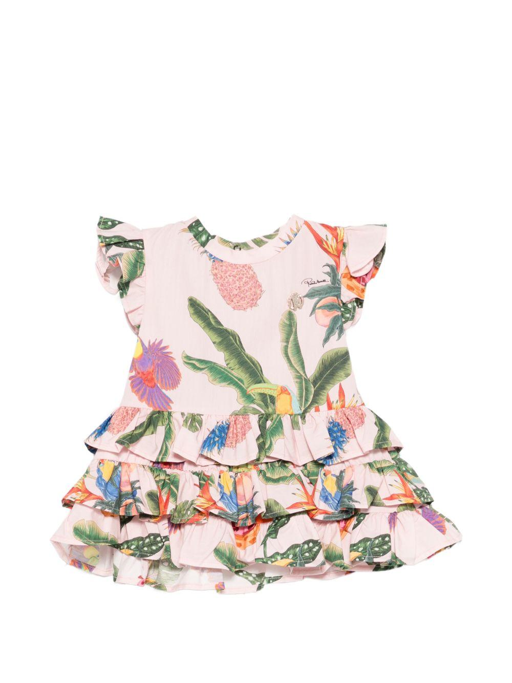 Abito per neonata Roberto Cavalli Kids rosa con stampa tropicale CIP26038VE TR.B.ROSE ROBERTO CAVALLI KIDS 