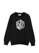 Felpa per bambino Moschino Kids nera con stampa grafica HUF0A2LCA92 60100 MOSCHINO KIDS 