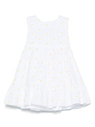 Abito per neonata Il Gufo bianco con ricamo a fiori con chiusura con nodo P25VA330C5053NB 010 IL GUFO 