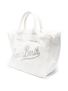 Borsa Vanity MC2 Saint Barth bianca con logo con paillettes VANI001 02571L MC2 ST. BARTH KIDS 