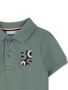 T-shirt per neonato Boss Kids verde con colletto stile polo J52893 64U BOSS KIDS 