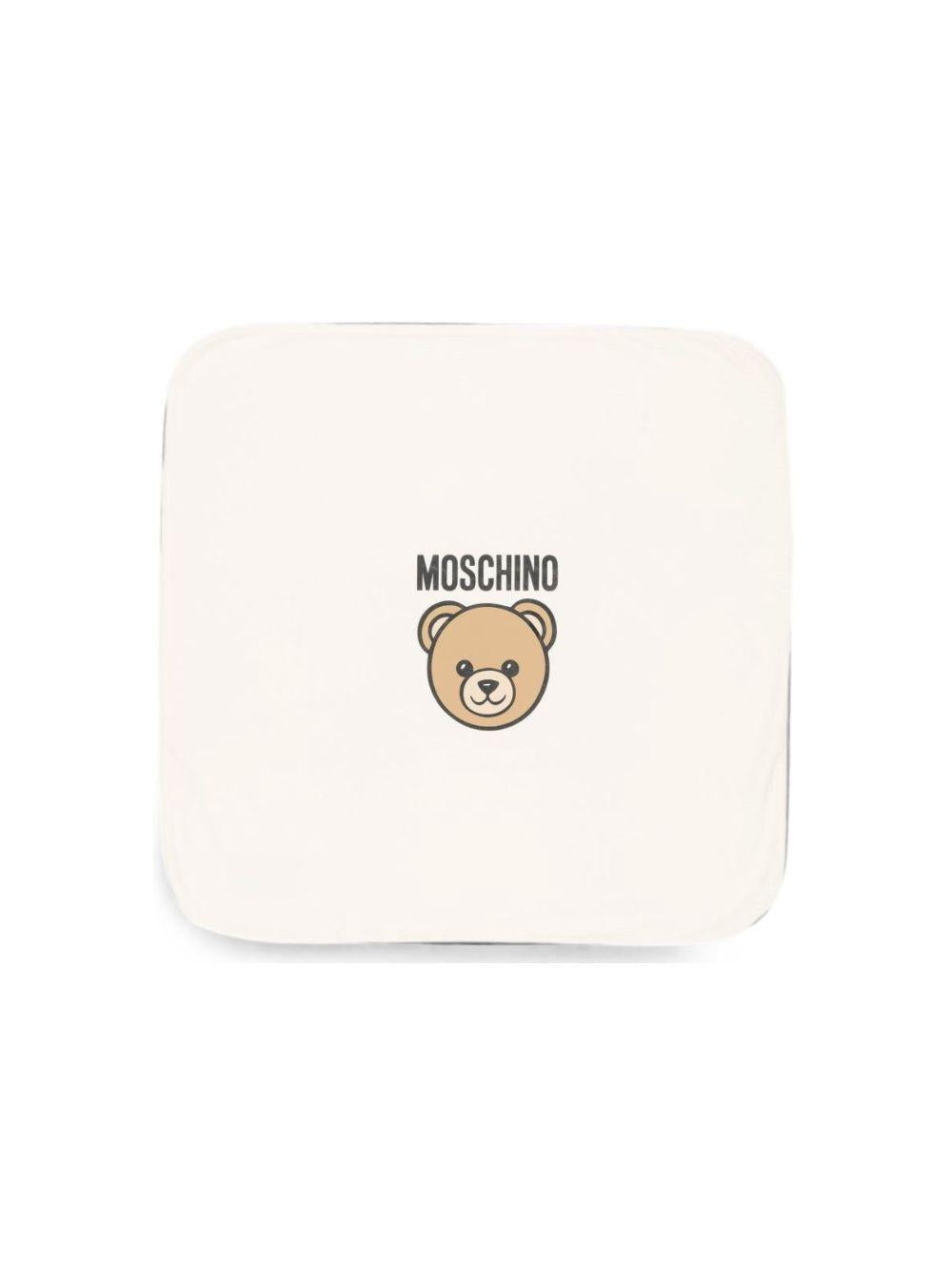 Coperta per neonati Moschino Kids bianca con dettaglio Teddy Bear MUB00OLCA40 10063 MOSCHINO KIDS 
