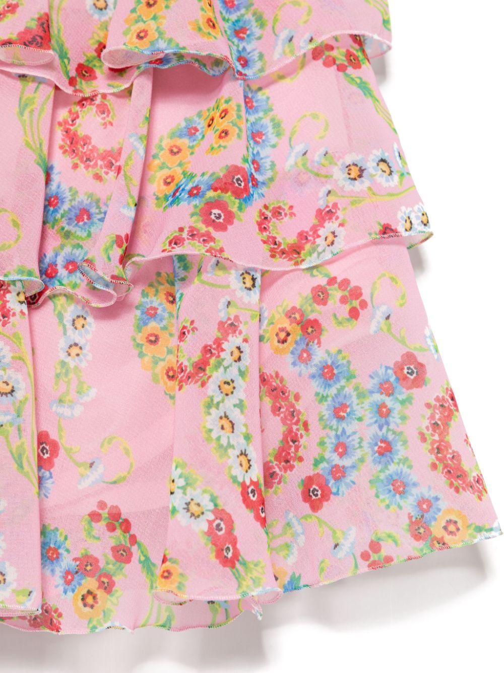 Gonna con stampa floreale per bambina Versace Kids rosa con cerniera 10191141A13297 5PC00 VERSACE KIDS 