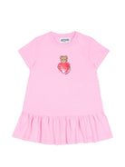 Abito per neonata Moschino Kids rosa con stampa Teddy Bear MDV0DJLAA02 51473 MOSCHINO KIDS 