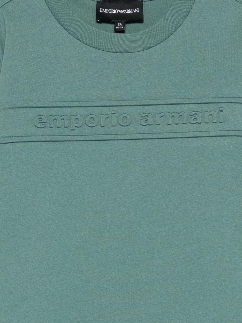 T-shirt per bambino Emporio Armani Kids verde con logo in rilievo EB000500 AF14503 U7317 EMPORIO ARMANI KIDS 