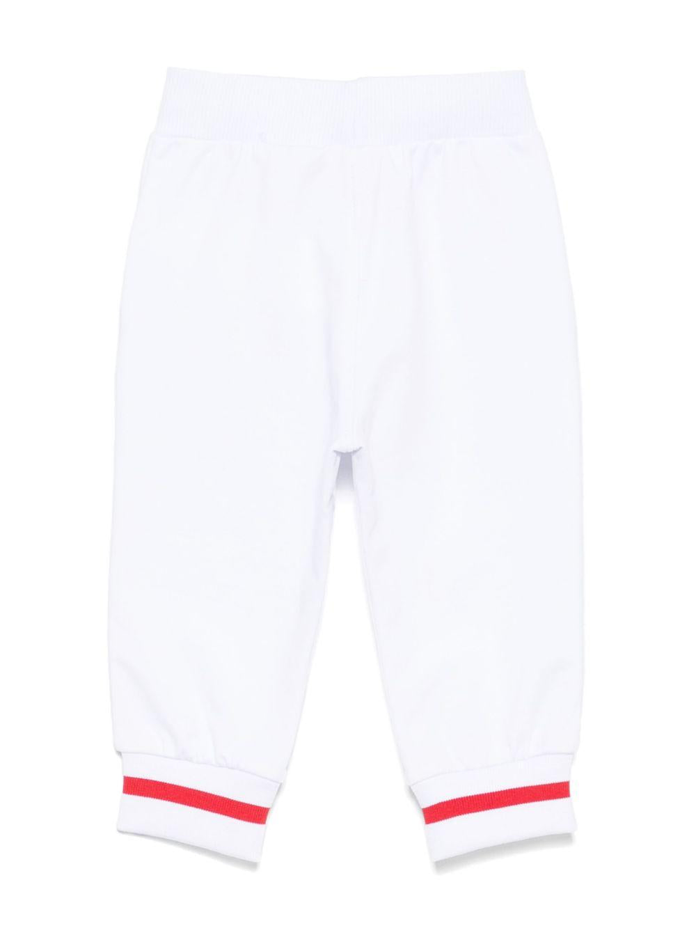 Pantaloni sportivi con fiocco per neonata Monnalisa bianco con orli a coste 39E405 5012 0099 MONNALISA 