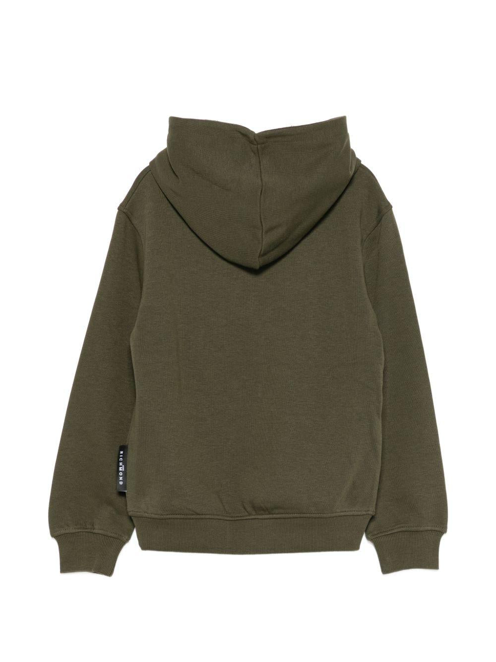 Felpa per bambino John Richmond Junior verde oliva con patch logo RBA26005FE OLIVE JOHN RICHMOND KIDS 