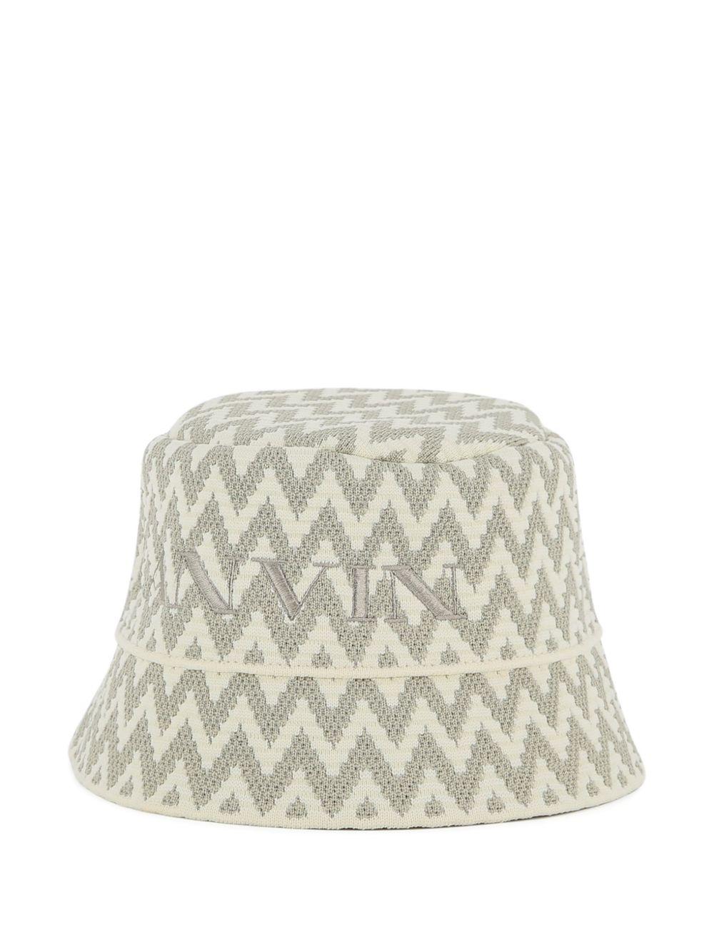 Cappello da pescatore per bambino Lanvin Enfant beige con motivo a chevron N30356 N52 LANVIN KIDS 