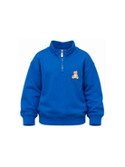 Felpa per bambino Moschino Kids blu con mezza zip HUF0A0LCA94 40157 MOSCHINO KIDS 