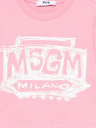 T-shirt per bambina MSGM Kids rosa con stampa logo sul davanti S6MSJGTH128 MS070 MSGM KIDS 