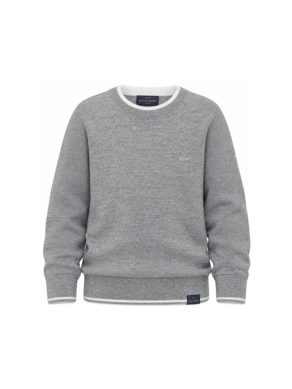Maglione per bambino Paul & Shark Kids grigio con bordi a contrasto WUW005LHE88 60901 PAUL & SHARK KIDS 