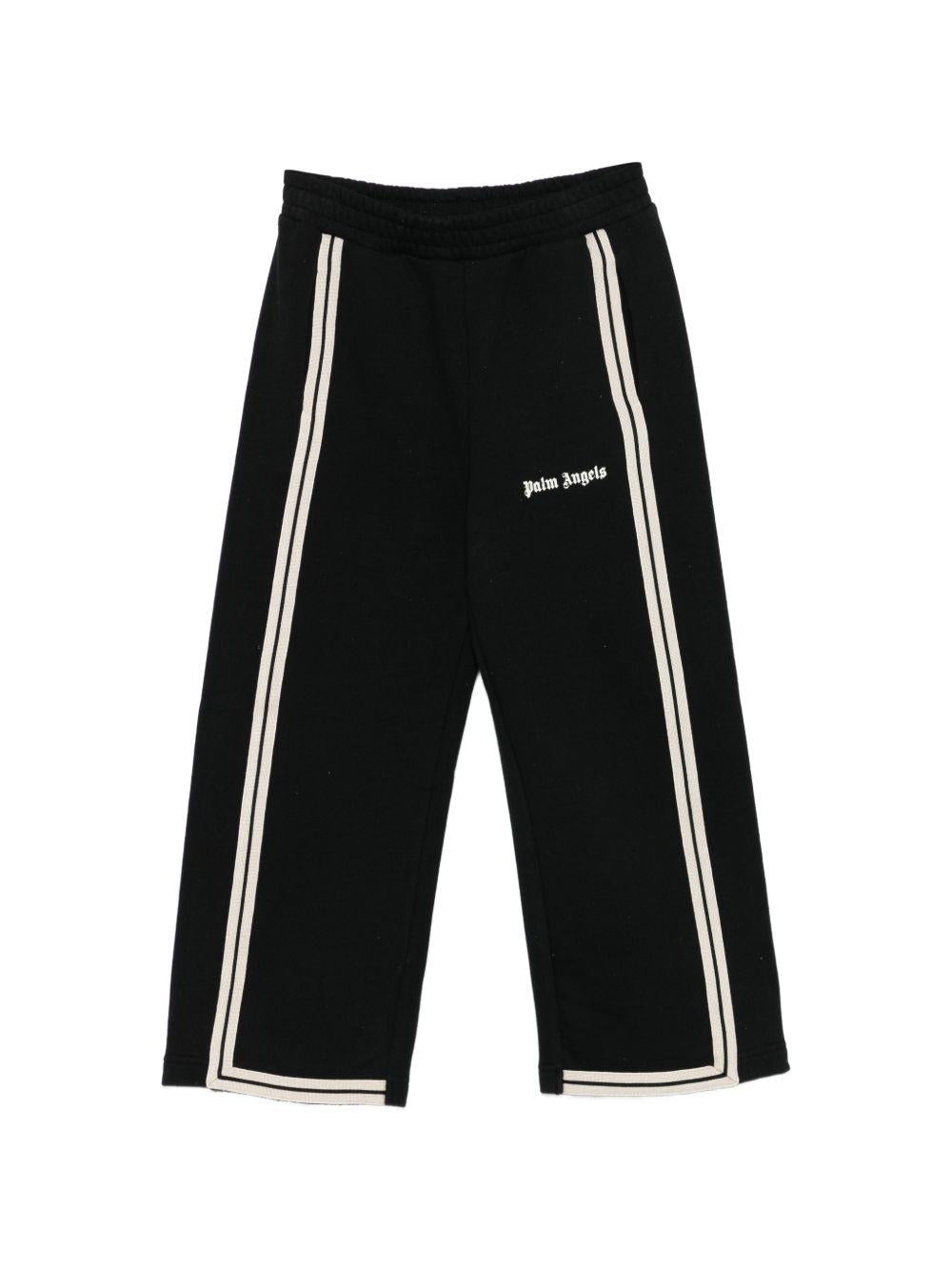 Pantalone per bambino Palm Angels Kids nero con dettaglio logo PBCH012S26FLE001 110 PALM ANGELS KIDS 