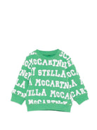 Felpa per neonato Stella McCartney Kids verde con logo all-over TY4610 Z3568 769BC STELLA McCARTNEY KIDS 