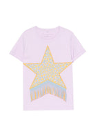 T-shirt per bambina Stella McCartney Kids lilla con dettaglio frange TY8B01 Z0434 539 STELLA McCARTNEY KIDS 