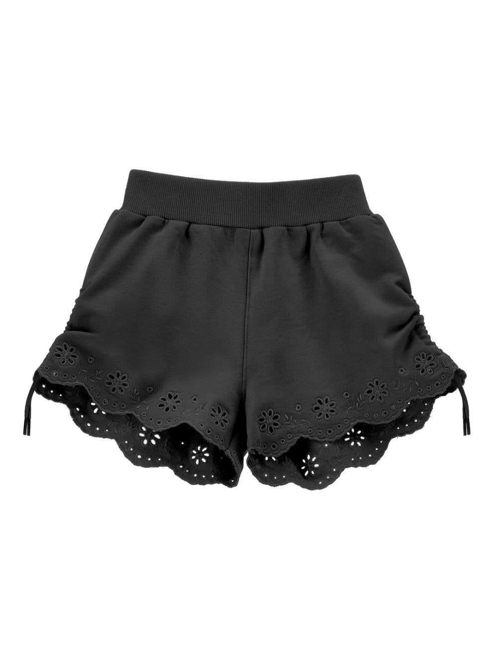 Shorts per bambina Monnalisa neri con orlo a smerlo 17G401 7014 0050 MONNALISA KIDS 