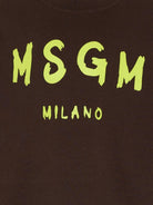 Felpa per bambino MSGM Kids marrone con stampa logo S6MSJUSW007 943 MSGM KIDS 