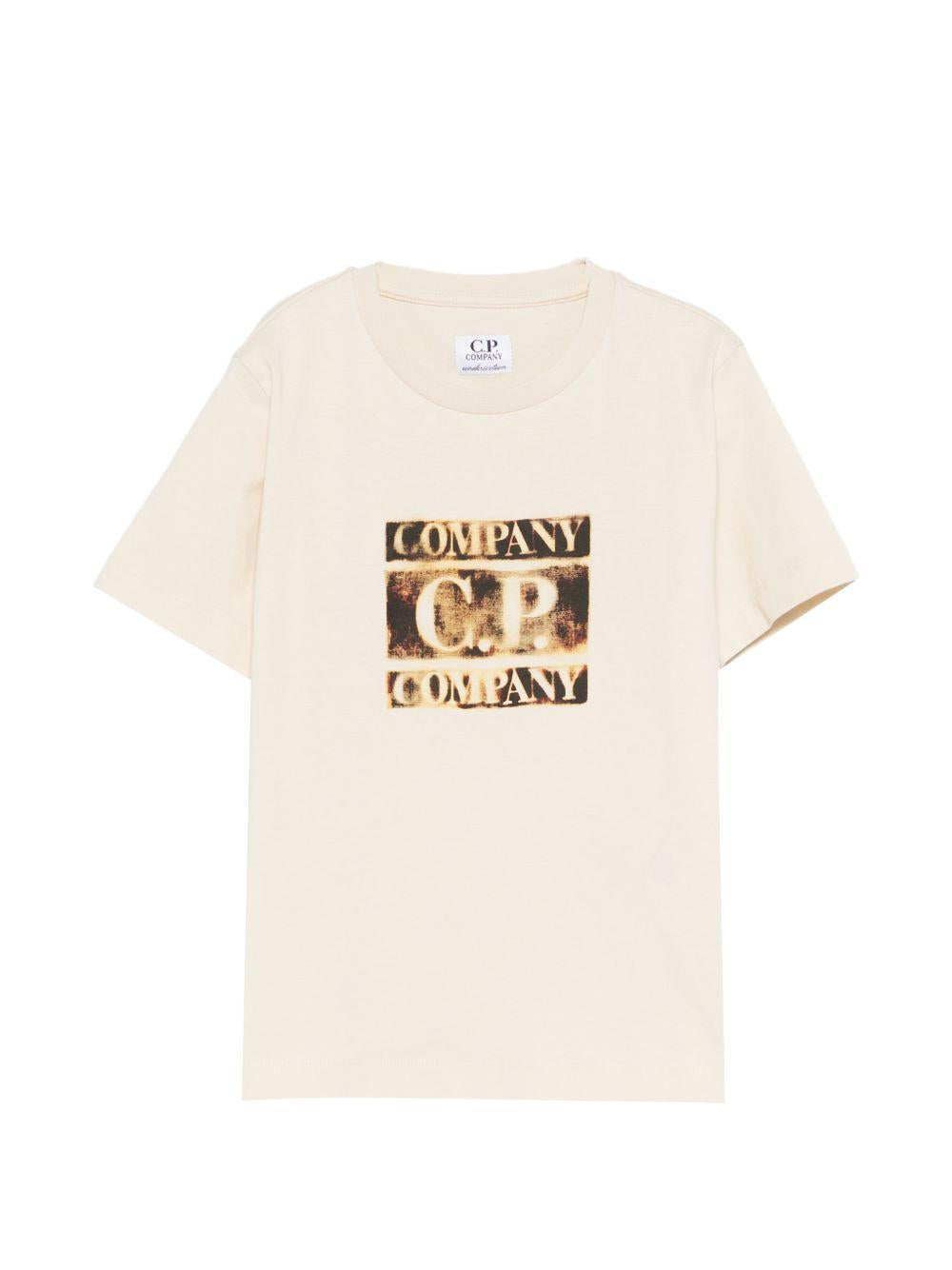 T-shirt per bambino C.P. Company Kids beige con stampa grafica sul davanti C6M00LLAA17 10203 C.P.COMPANY KIDS 