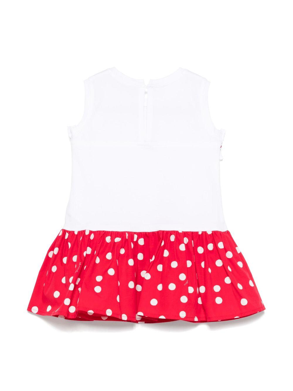 Abito per neonata Monnalisa bianco con gonna con balze a pois 31E908 5202 9944 MONNALISA 