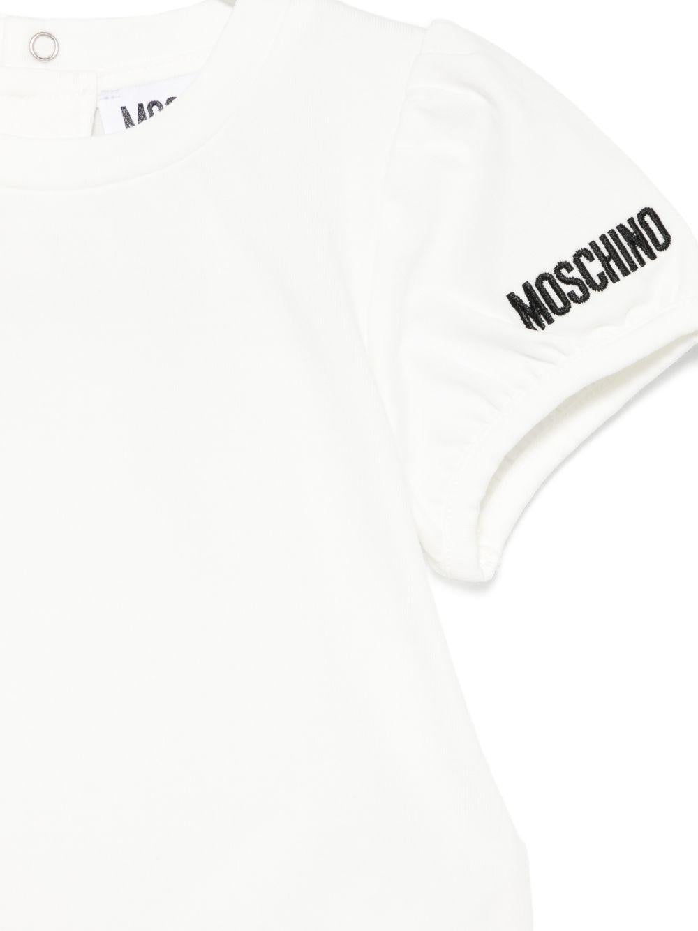 Set t-shirt e salopette per neonata Moschino Kids multicolor con stampa Teddy Bear sul davanti MDG01VLXE43 40332 MOSCHINO KIDS 