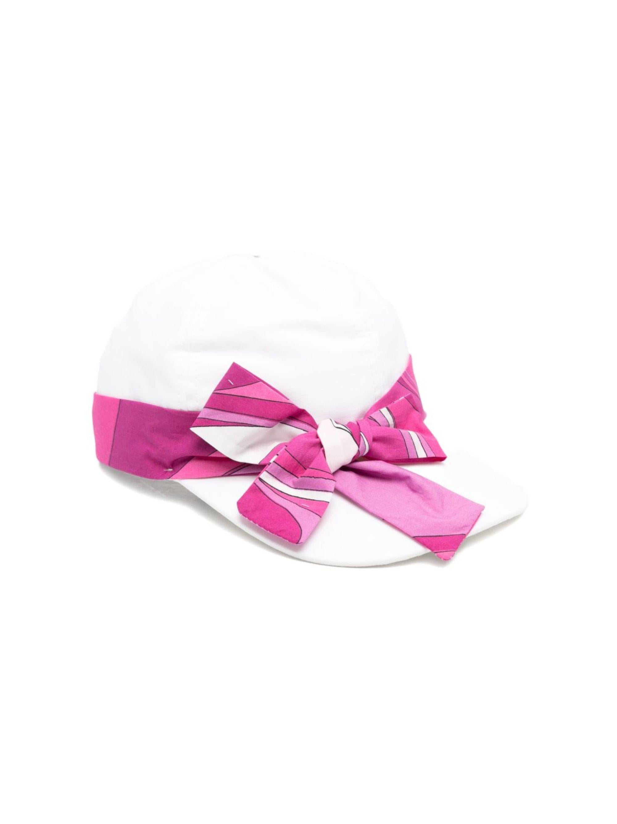 Cappello per bambina Emilio Pucci Junior  bianco con dettaglio fiocco rosa PY0A57 Z1457 100 EMILIO PUCCI KIDS 