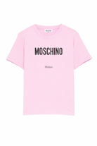 T-shirt per bambina Moschino Kids rosa con stampa logo H6M05GLAA23 51473 MOSCHINO KIDS 