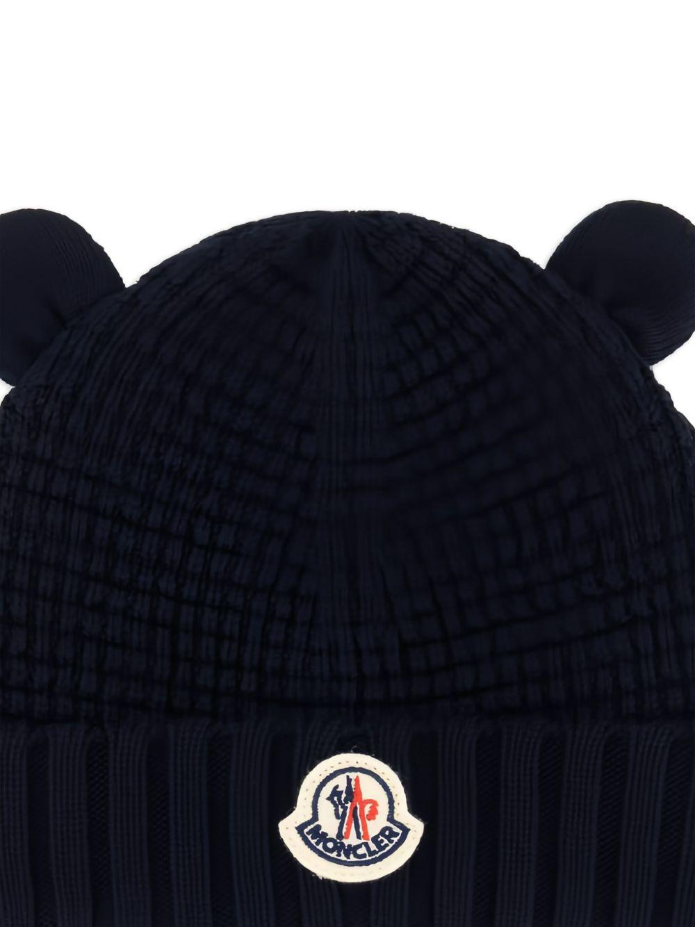Berretto per neonati Moncler Kids blu con applicazione orecchie L29513B00005M1131 742 MONCLER KIDS 