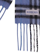 Sciarpa per bambino Burberry Kids blu con quadri a frangia 8117710 A6810 BURBERRY KIDS 