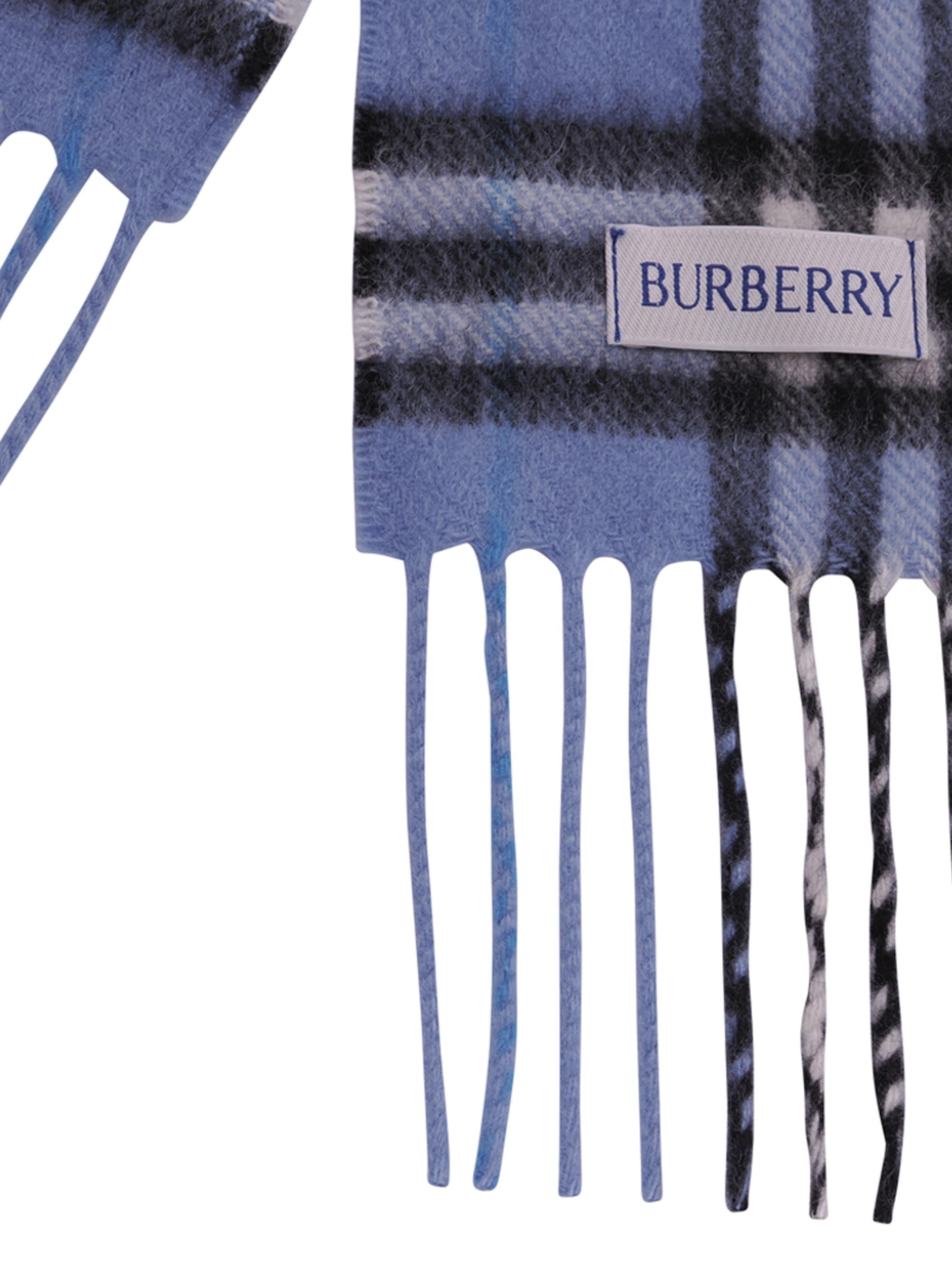 Sciarpa per bambino Burberry Kids blu con quadri a frangia 8117710 A6810 BURBERRY KIDS 