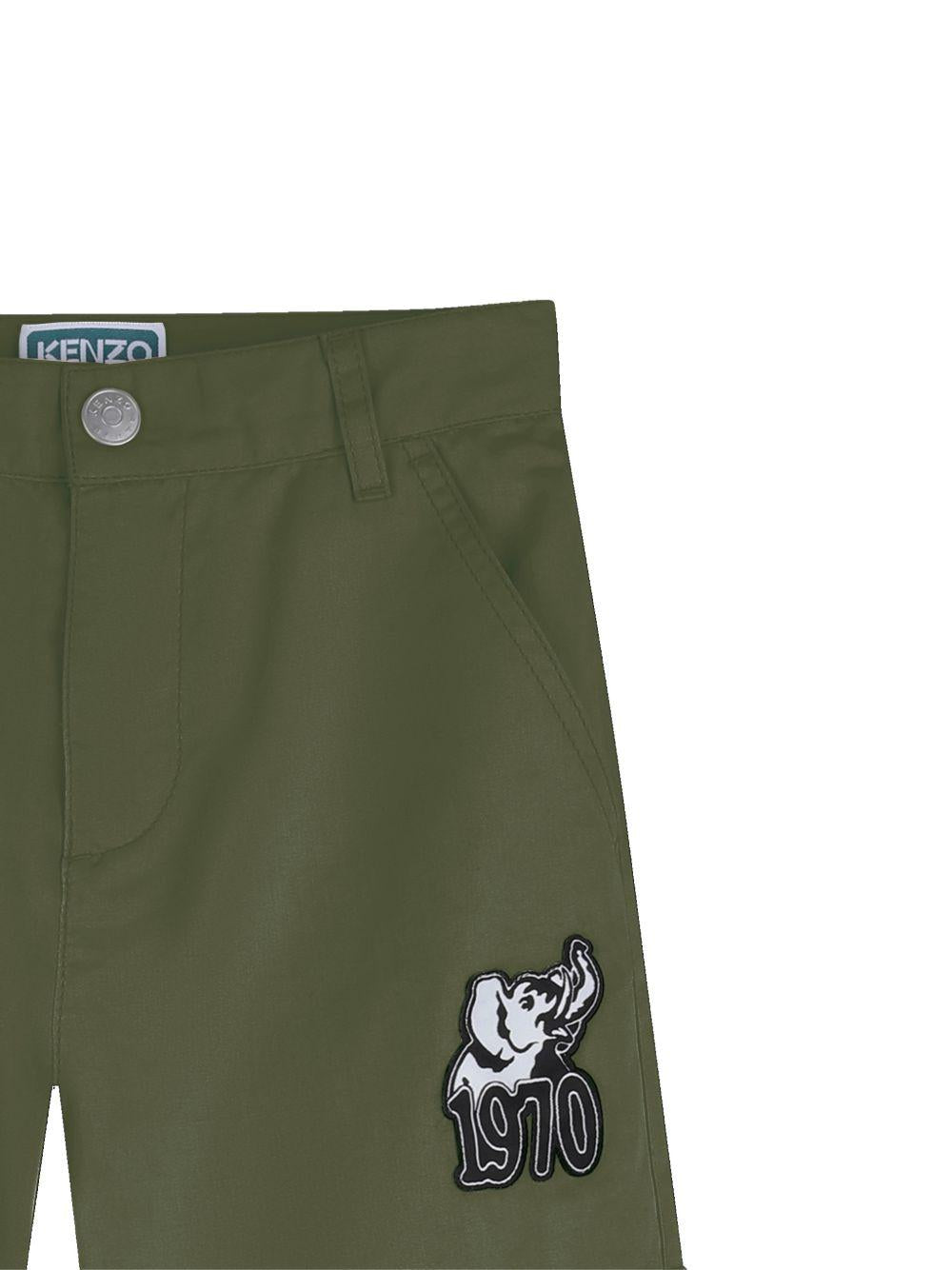 Cargo corti per bambino Kenzo Kids verde con applicazione K61644 64B KENZO KIDS 