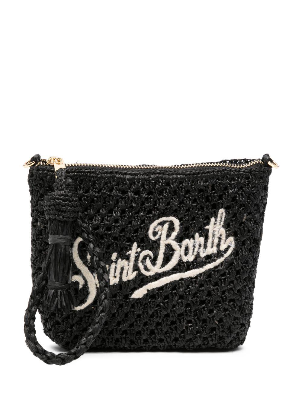 Pouch in rafia MC2 Saint Barth nero con ricamo logo RAFP001 09036L MC2 ST. BARTH KIDS 